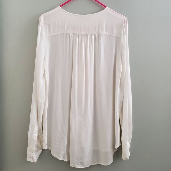 Sundance Eloquence Ivory Long Sleeve Ruffle Button Front Blouse Top XS - Picture 2 of 9